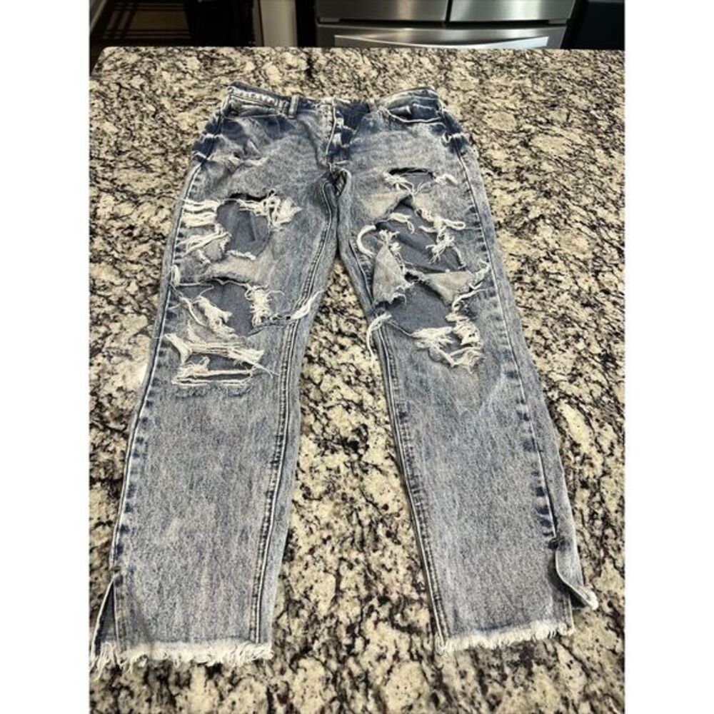KanCan New Stone Wash High Rise‎ Destroyed Boyfriend Fray Hem Ankle Skinny Jeans